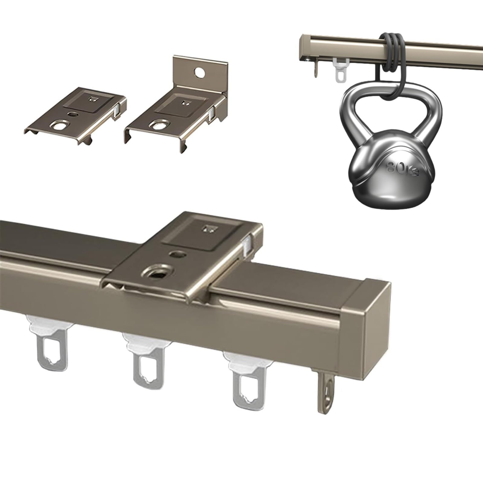 GLDYTVF Aluminum Curtain Track Rail 0.5-6m, Ceiling or Wall Mount for Pergola & Outdoor Bathtub Curt, Gold Finish, 320cm (10.5ft) - Durable, Easy Installation, Versatile Design