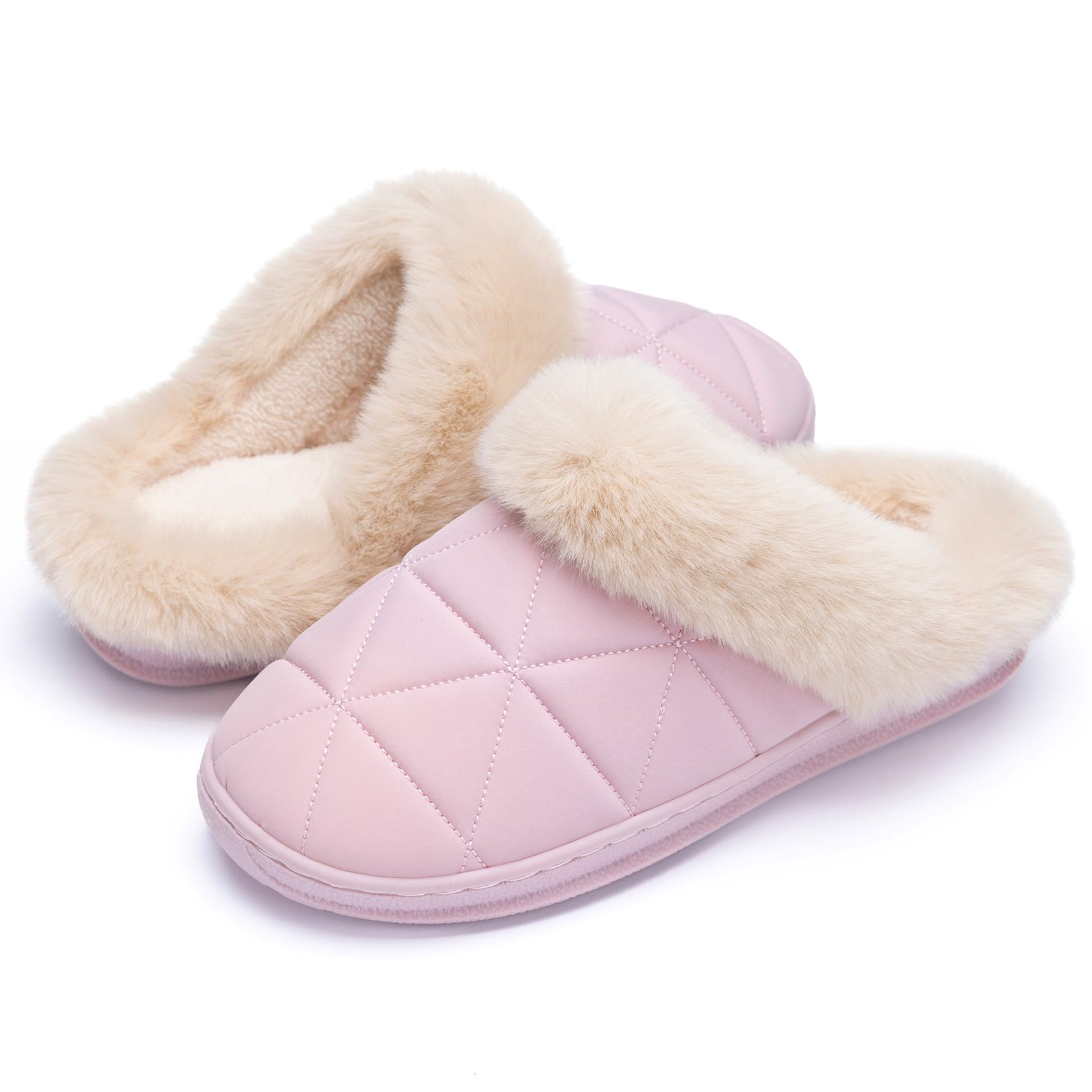 GOEWY Fuzzy Slippers for Women Indoor Outdoor with Memory Foam Cozy Shoes