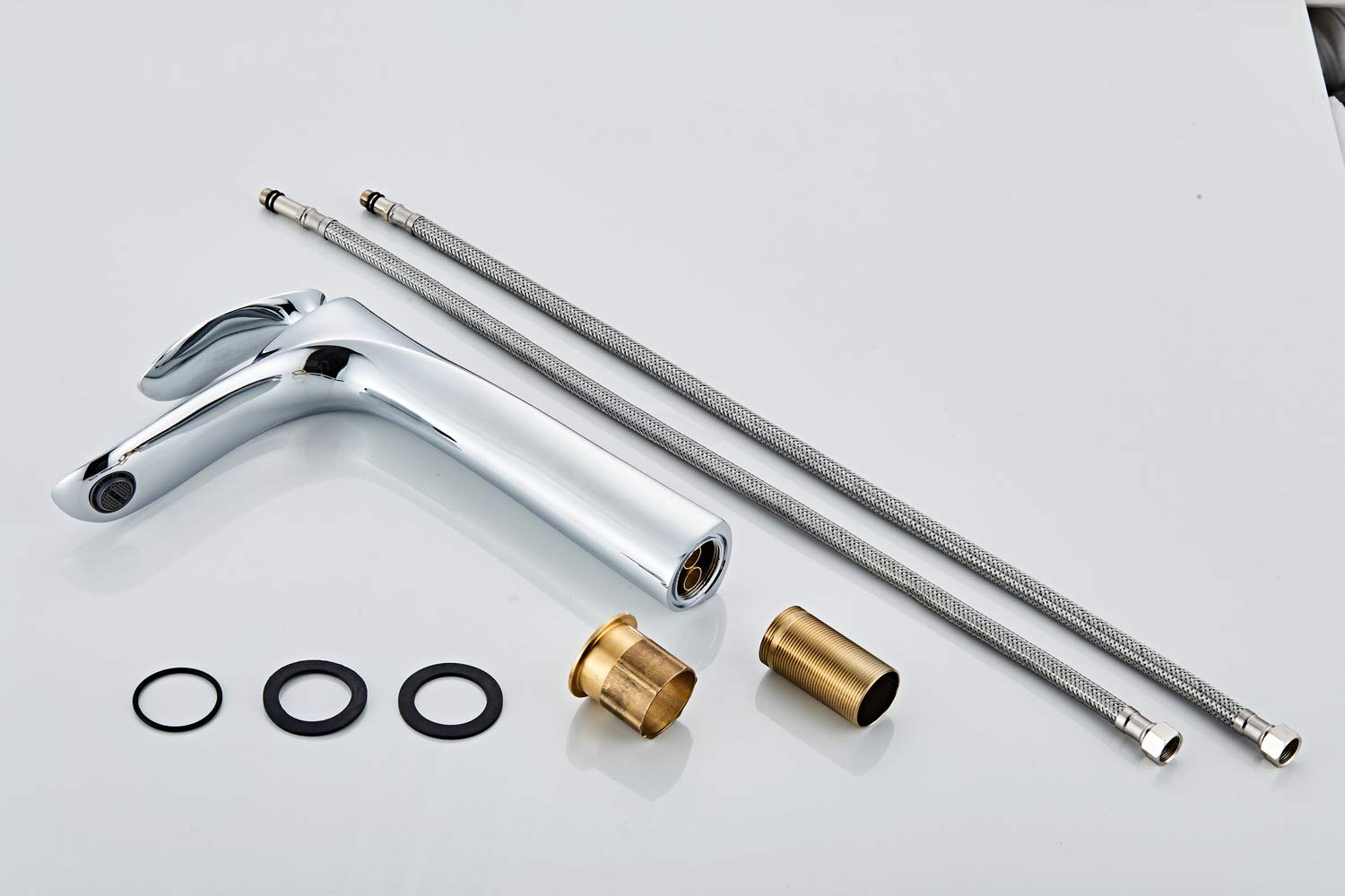 Leekayer Waschtischarmatur Schwarz - 38cm Hoch, Messing, Einhandbedienung