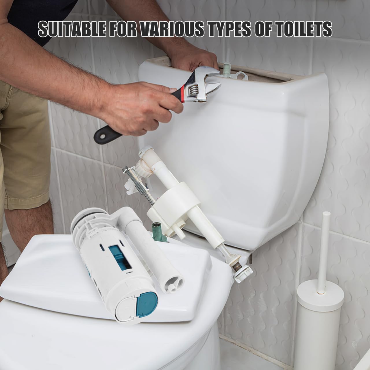 Dual Flush Valve Replacement Kit with Push Button for Toilets Leak-Proof Toilet Drain Valve 9.44X4.52X3.14 Inch Easy Installation Bathroom Plumbing Repair
