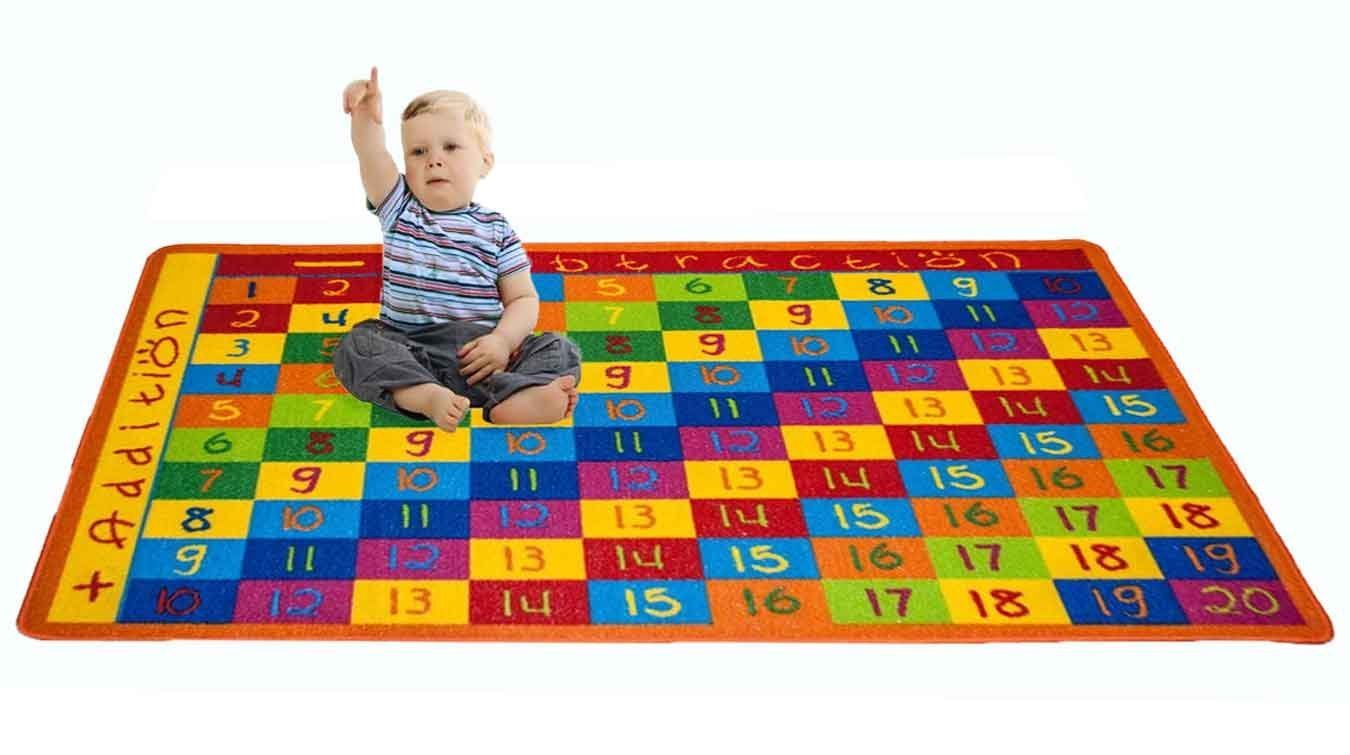Mybecca Kids Rug Addition Chart 5' x 7' Children Area Rug for Playroom & Nursery - Non Skid Gel Backing (59