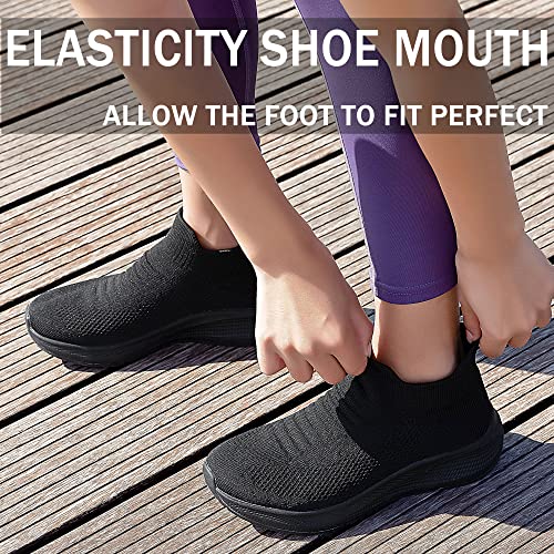 Shulook Walking Shoes Women | Slip On Shoes Women | Breathable & Lightweight & Non-Slip | Womens Running Shoes Mesh Casual Fashion Tennis Comfort Shoe Black #TOP3
