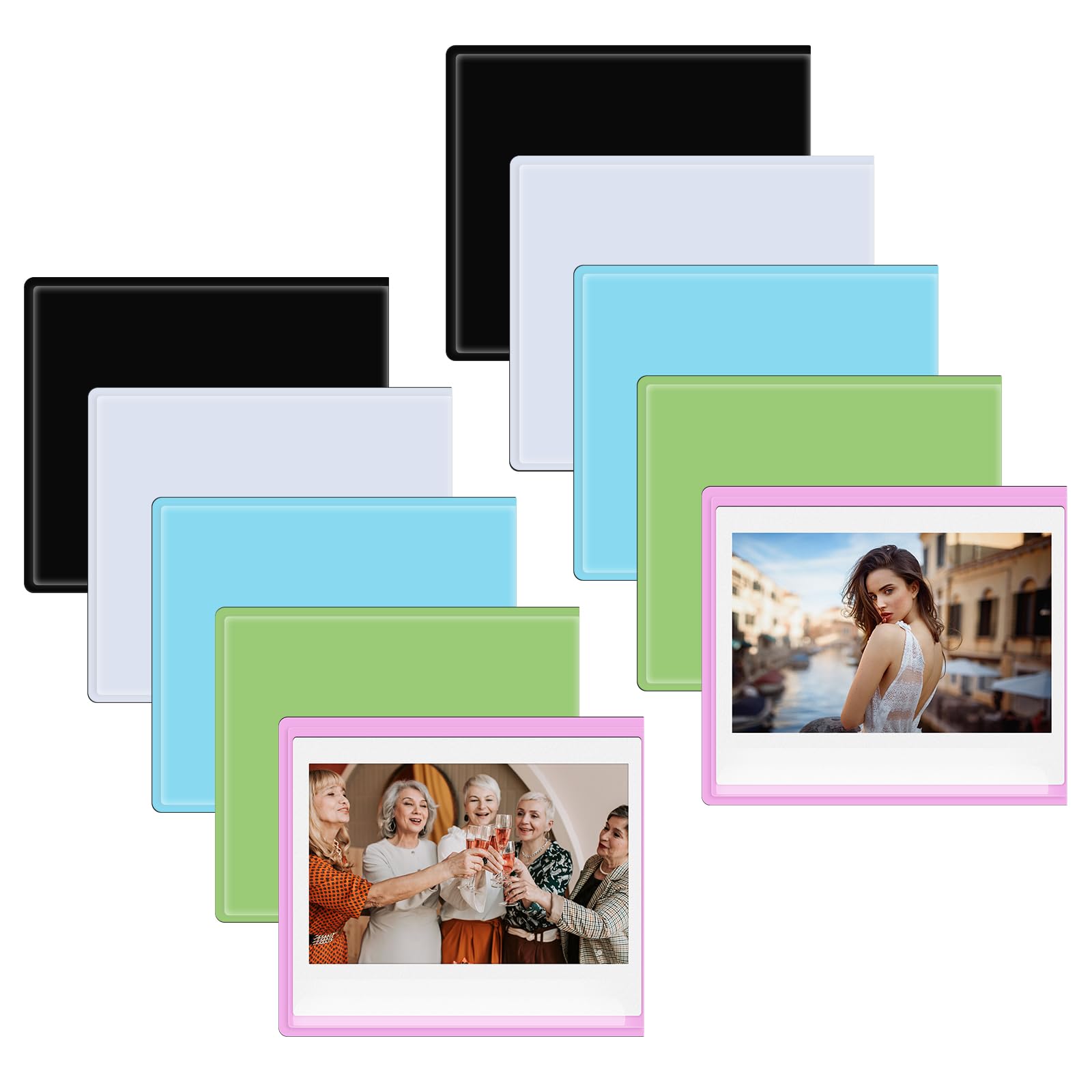 HIYQIN 10 Pack Magnetic Frames for Instax Wide Film, for Polaroid Now/600/OneStep+ Picture Frame, 3.5x4.25โ Photo Fridge Display Fits for Instax Wide 400/300/210/Wide EVO - Color