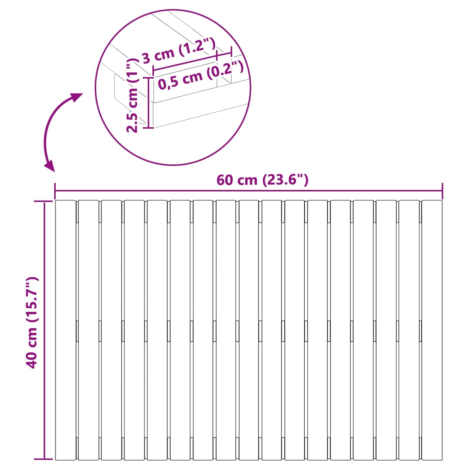 Alfombrilla de baño de madera marrón lisa, 60 x 40 cm, juego de 2 unidades, antideslizante con superficie engrasada, diseño ventilado para baño y balcón, compacta, absorbente, fácil de