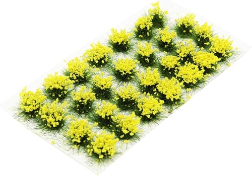 28 unidades de flores amarillas racimo de flores, grupos de vegetación, mechones de hierba, modelo de escenario estático, modelo de bricolaje en