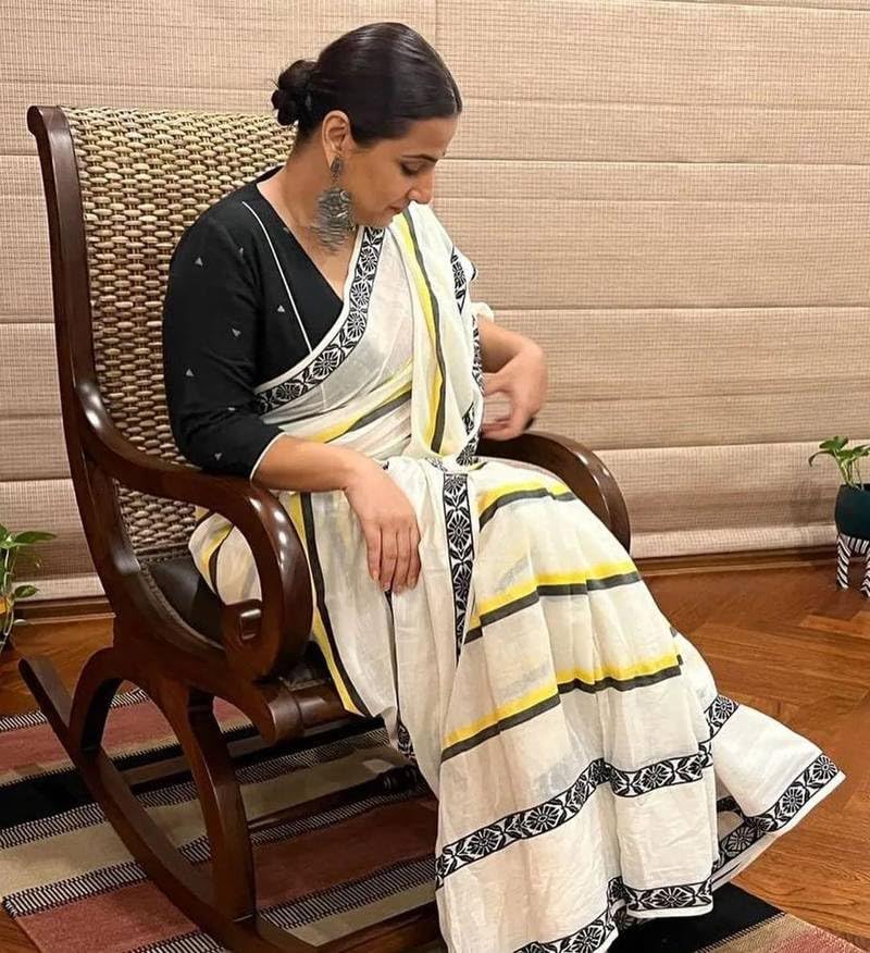 Image of RAJESHWAR FASHION WITH RF Women's Lime Green Floral Print Linen Cotton Saree with Contrast Pallu, Tassel Border, Traditional Summer Festive with Blouse Piece