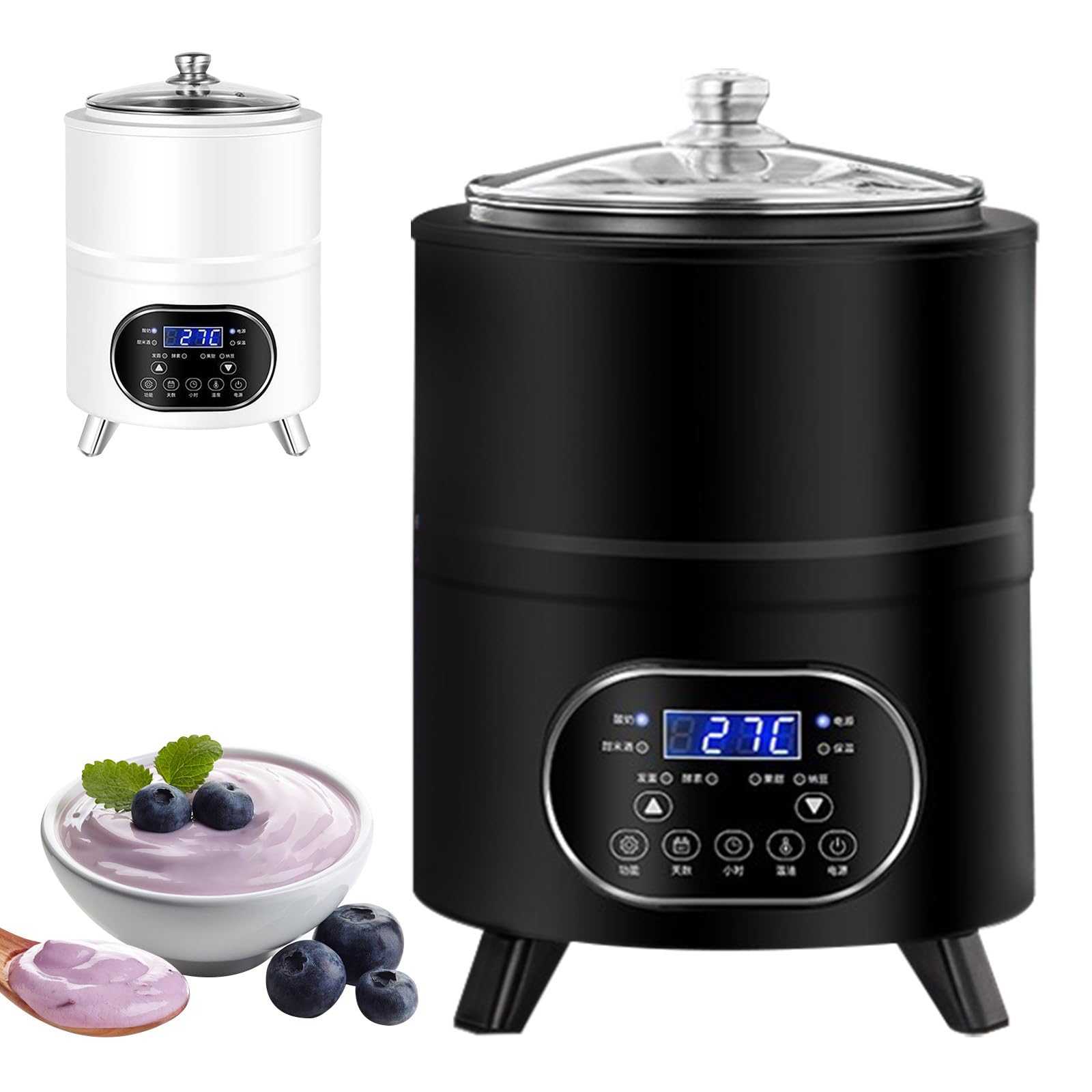 Máquina For Hacer Yogur, 8L/12L De Acero Inoxidable De Gran Capacidad For Hacer Yogur Con Temporizador Inteligente, Control Automático De Temperatura, Para Yogur Orgánico Casero, Queso Black-8L