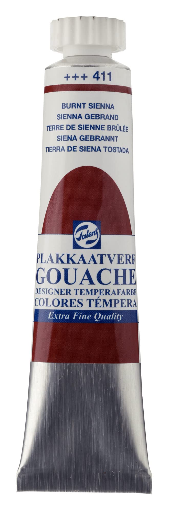 Talens Gouache Extra Fine Quality - Burnt Sienna 411 - Highly Pigmented Matte Finish - 20 ml Tube