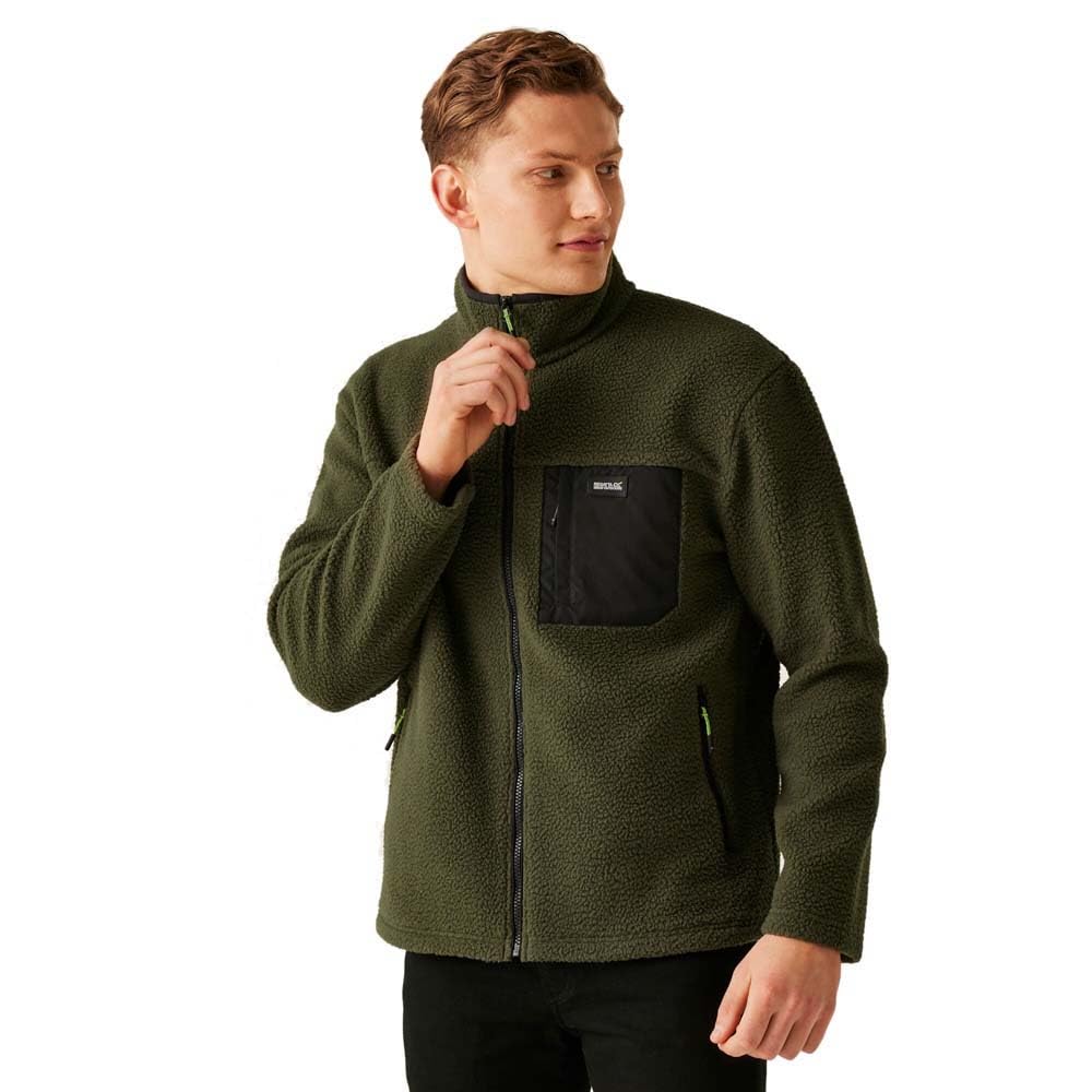 Regatta Dark Khaki Mens Frankie Full Zip Borg Fleece Jacket - - 2XL Xxl