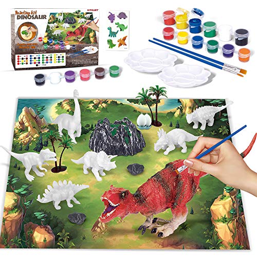 KITOART New Enlarged Dinosaur Painting Kit for Kids, Dinosaur Arts and Crafts for Kids, Dinosaurs Toys for Kit Boys & Girls, DIY Dinosaur Painting ToysÂ forÂ AgeÂ 3Â 4 5 6 7 8 (47 Pcs)