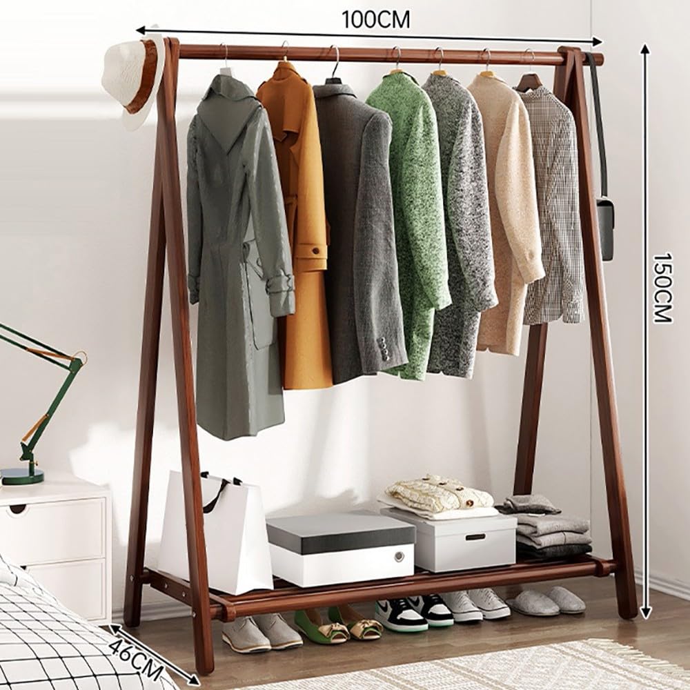 Appendiabiti in legno, autoportante, appendiabiti pieghevole, robusto e stabile, carico massimo 80 kg, per casa, ufficio, corridoio: 60/80/100/120 cm x 46 cm x 150 cm