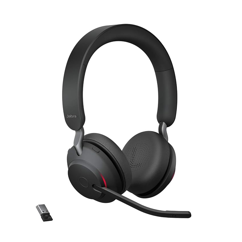 Immagine del prodotto Jabra Evolve2 65 Wireless PC Headset – Noise Cancelling UC Certified Stereo Headphones With Long-Lasting Battery – USB-A Bluetooth Adapter – Black