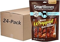 Vista 15 de SmartBones - Palillos envueltos en pollo para perros con mantequilla de cacahuete real, 8 unidades, libres de cuero crudo, 7 onzas.
