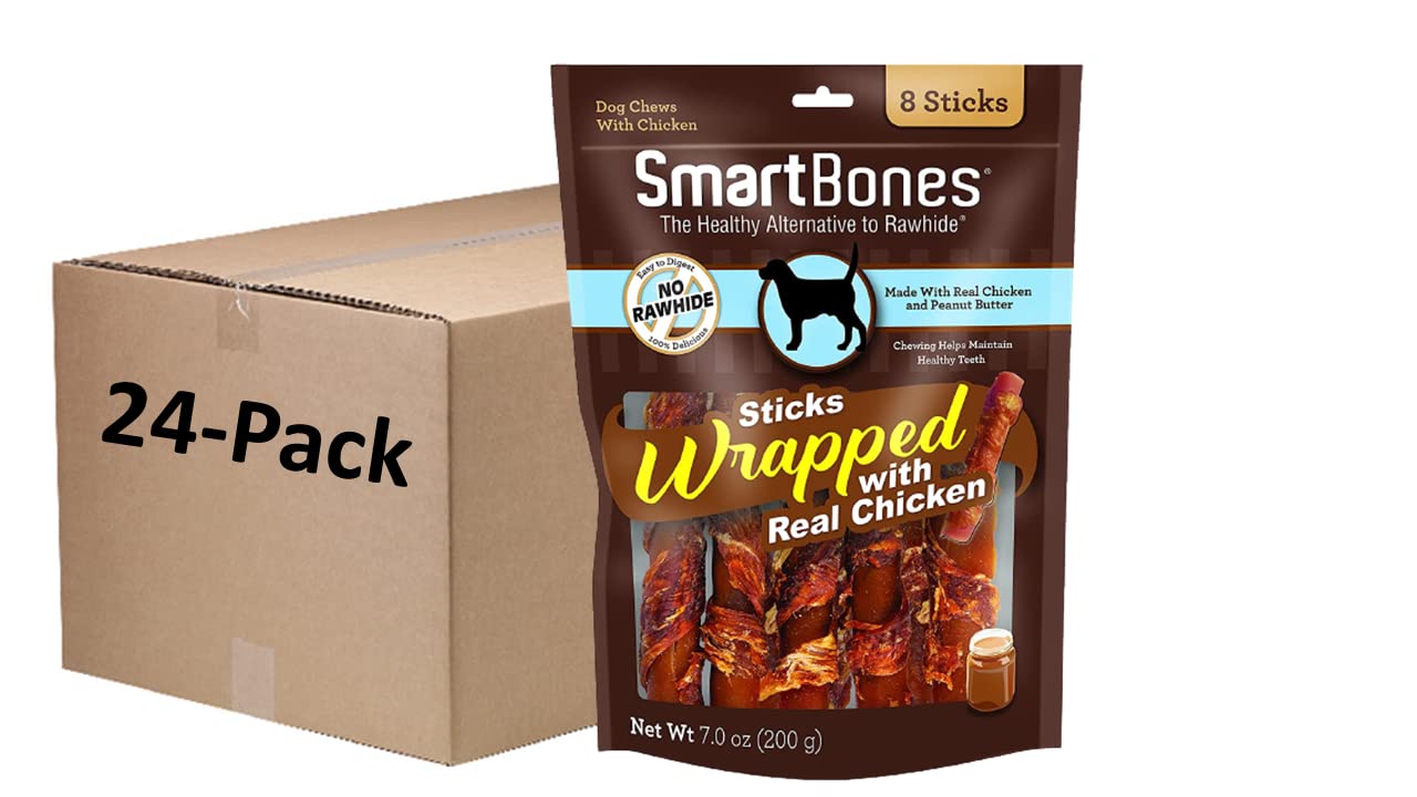 SmartBones Stick Rawhide-Free Dog Treats, 8 Count (24 Pack)