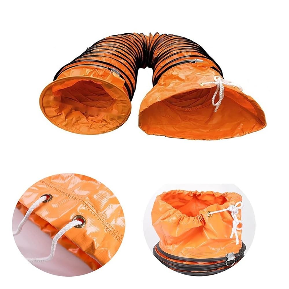 Elastyczny wąż kanałowy PVC 497 m z pierścieniem Dring i regulowaną liną 15 cm 40 cm kanał powietrzny do wentylacji, chowany żółty wąż kanałowy, idealny do użytku domowego i przemysłowego