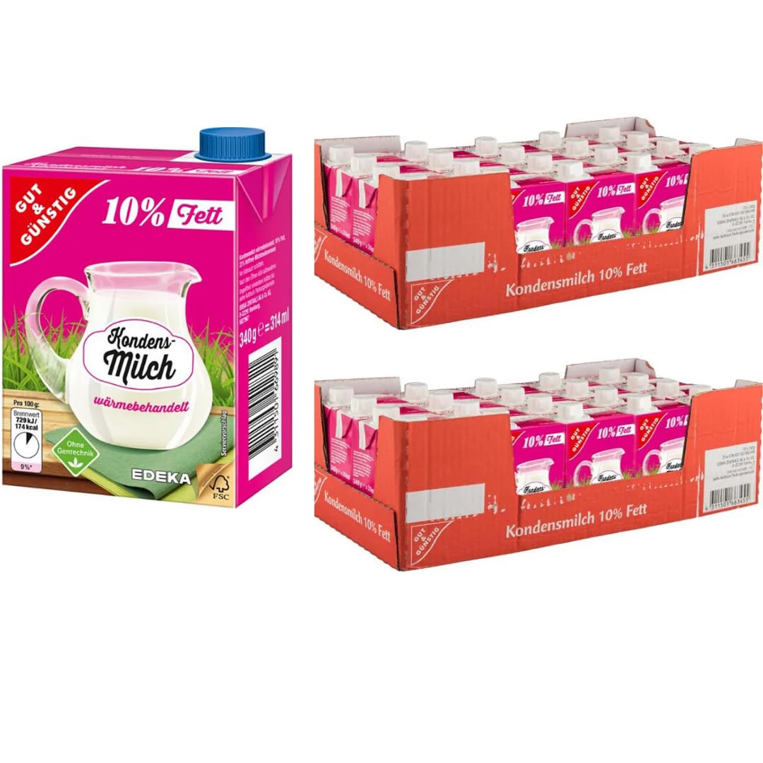 Gut&Günstig Kondensmilch Kaffeetraum 10% Fett im 320 Mililiter x 40 STÜCK mit Pufai Grocery Gratis