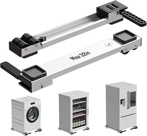 Rodillos de electrodomésticos resistentes, deslizadores extensibles más recientes, base de lavadora elevable, mover fácilmente máquinas de lavadora
