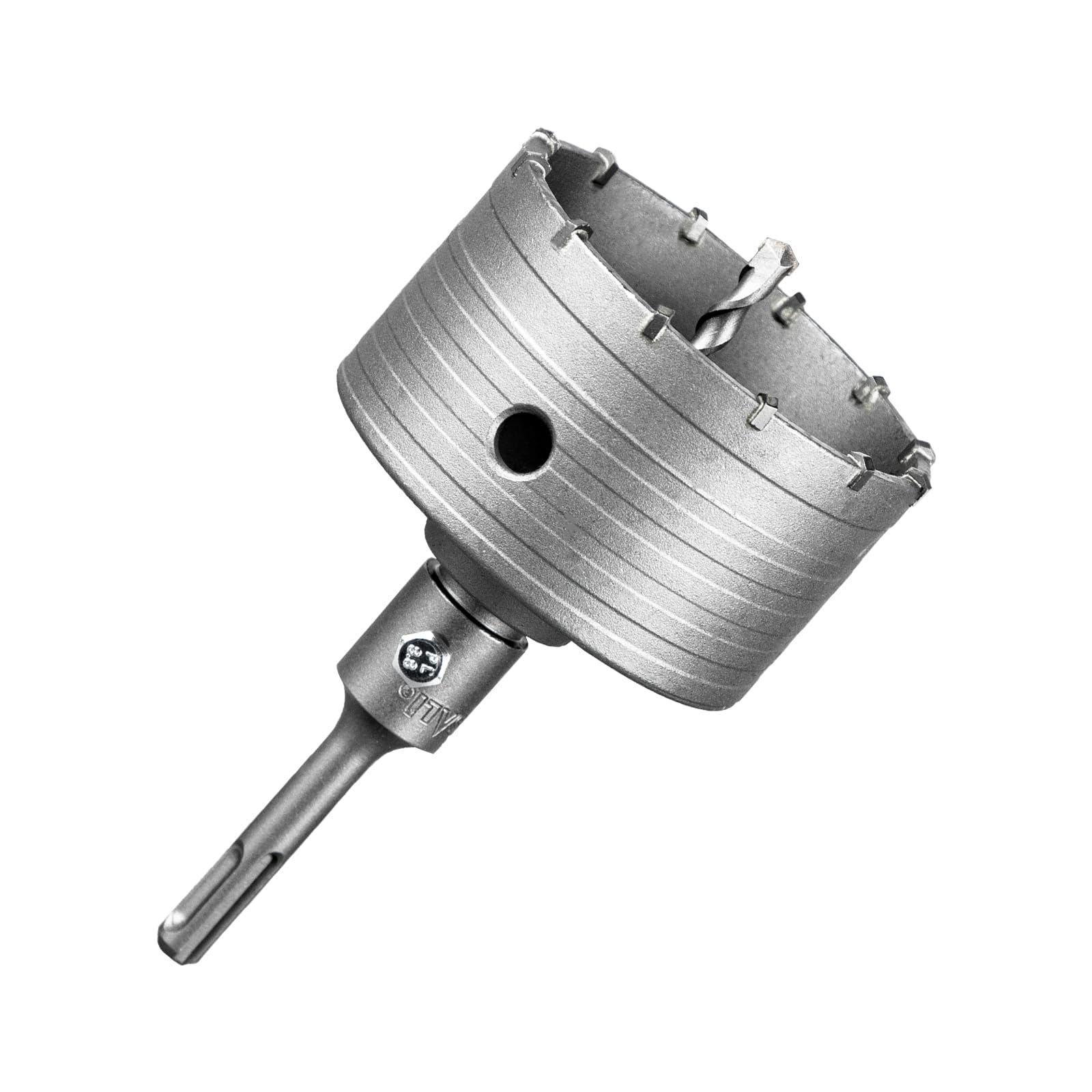 SALICarbide Hole Saw Drill Bit 100mm with 110mm SDS Plus Adapter, Tungsten Carbide Teeth Cement Hole Saw for Concrete Cement Brick Wall Stone