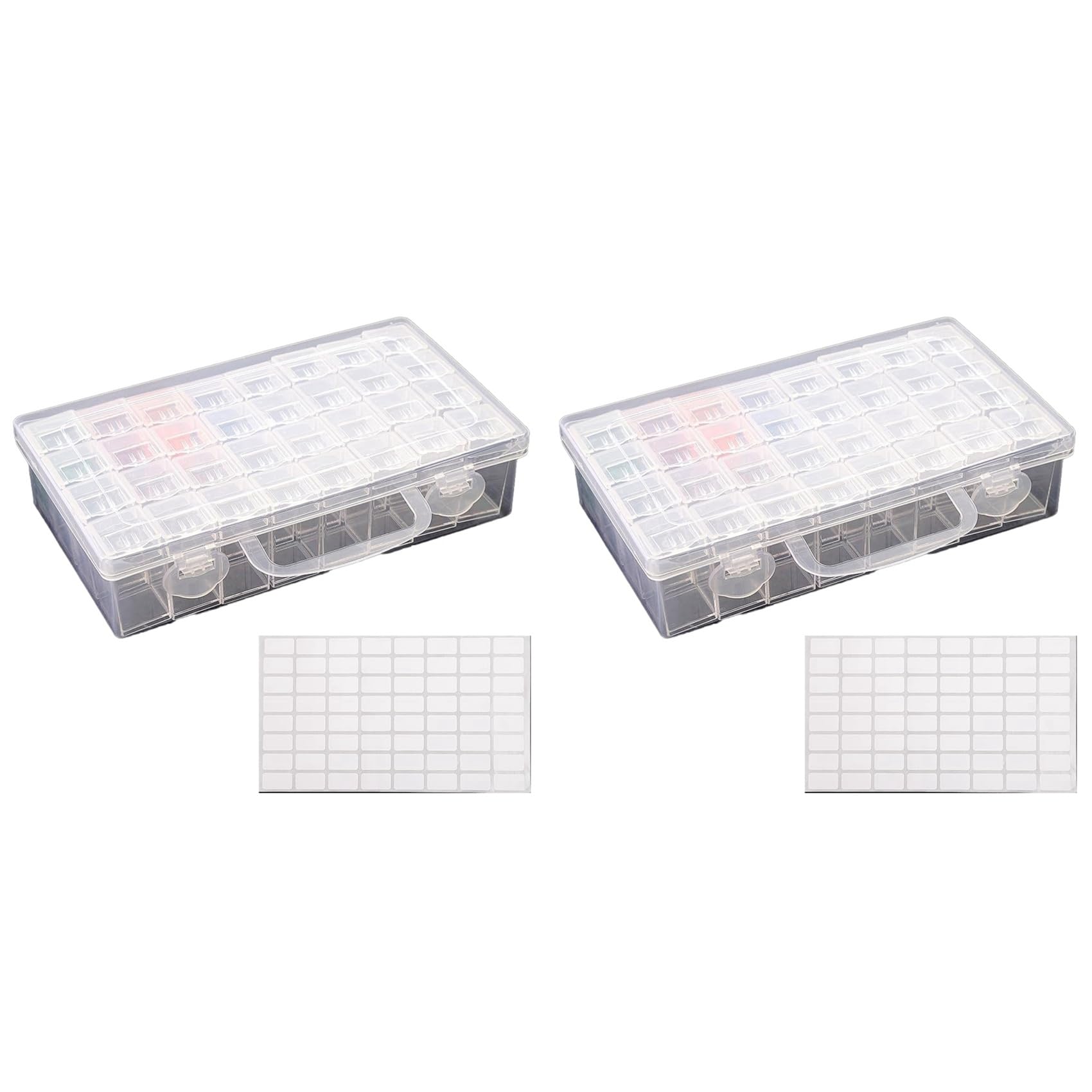 Hndhbfgrt 2X 32 Grids Drill Storage Containers, Organizer Case Embroidery Beads Storage Box with Label