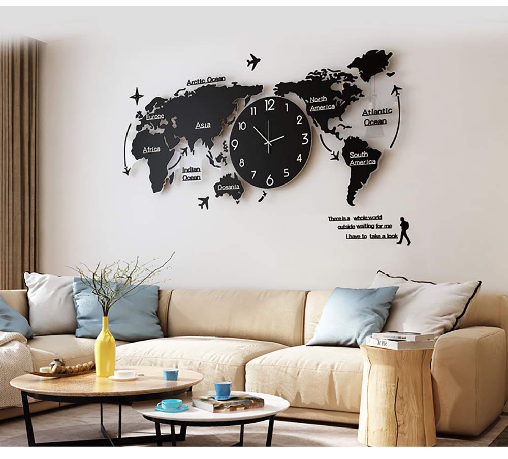 Buy XGBH 3D Silent Wall Clocks World Map Wall Clock Modern Design 3D