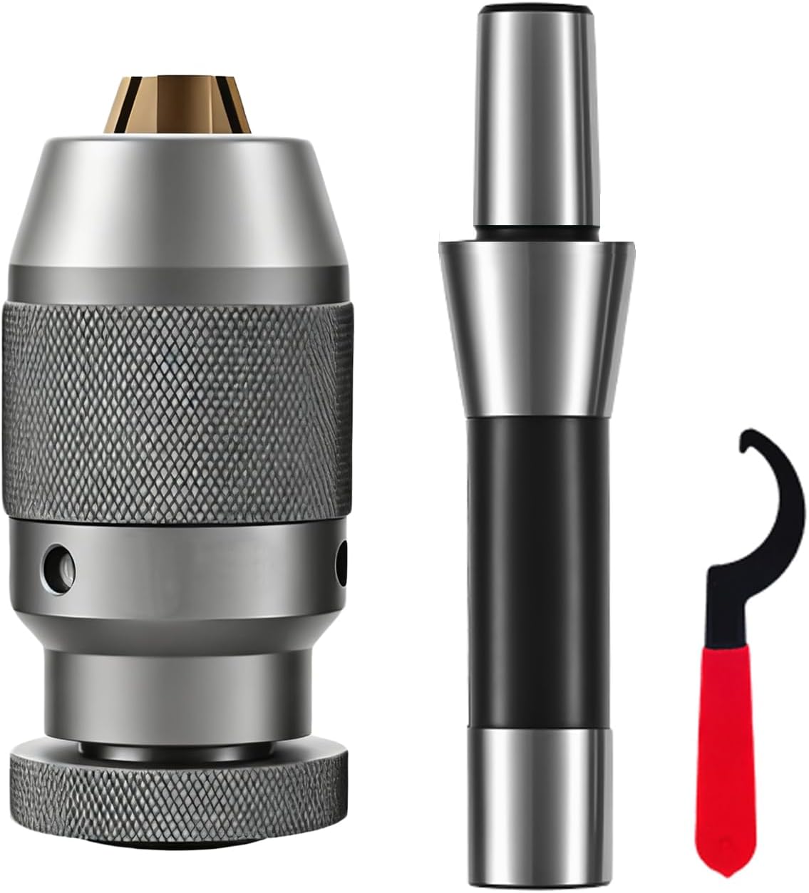 0-13mm Self-Tightening Heavy-Duty Keyless Drill Chuck, with R8-JT6 Taper Arbor Set, TIN Coating 3-Jaws, for Holding Drill Bits or Taps