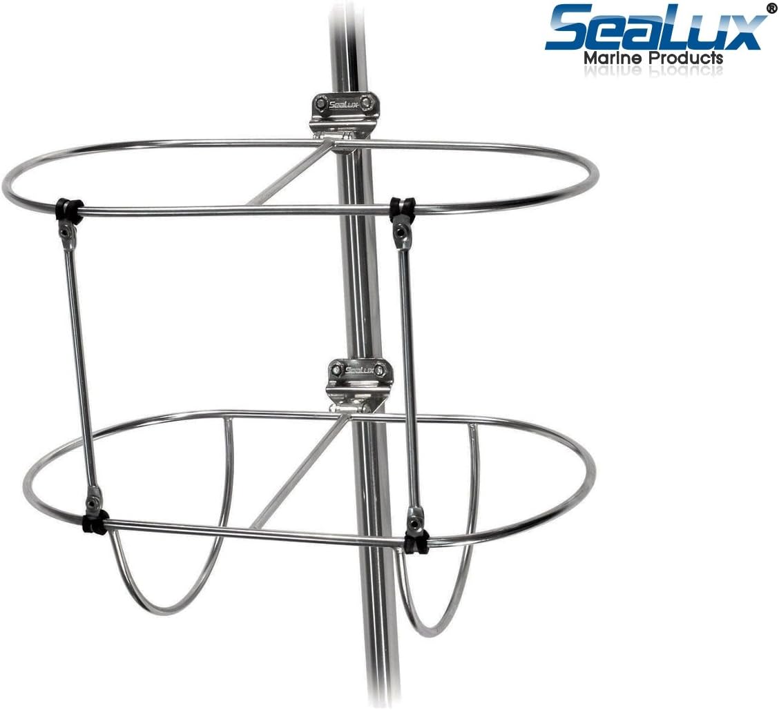 SeaLux Marine Solid Stainless Steel Double Fender Holder/Hanger/Basket in Various Size