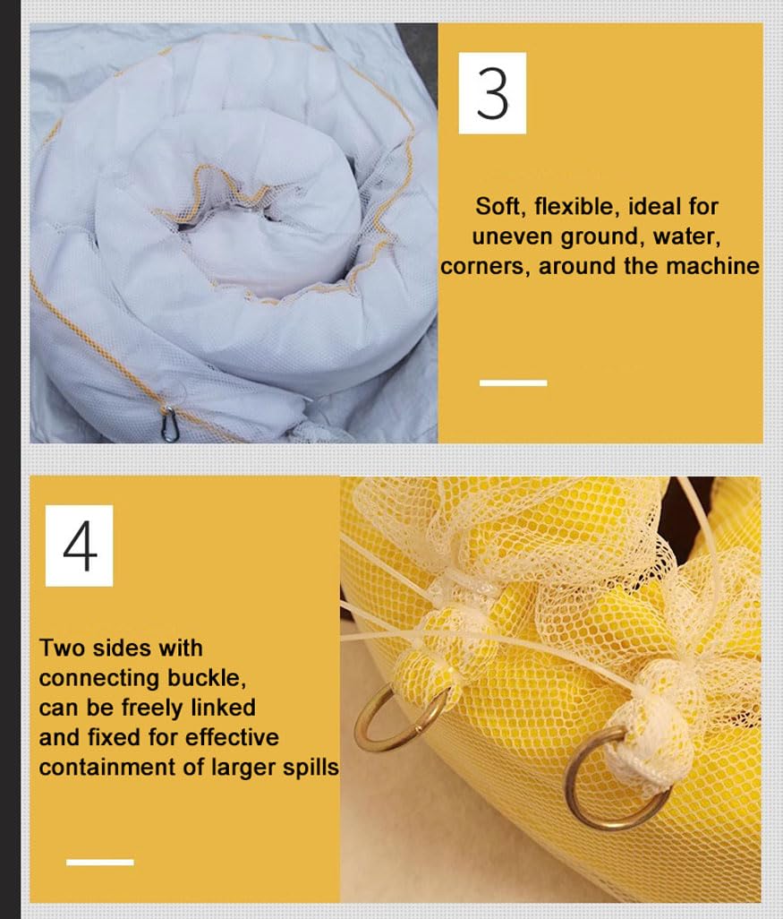 NIANTONG Öl Absorbierende Spill-Kit Ölbindeschlauch 3mx12,7cm Saugschlange für Öl Kraftstoff Kohlenwasserstoffbasis 5er-Pack Weiß