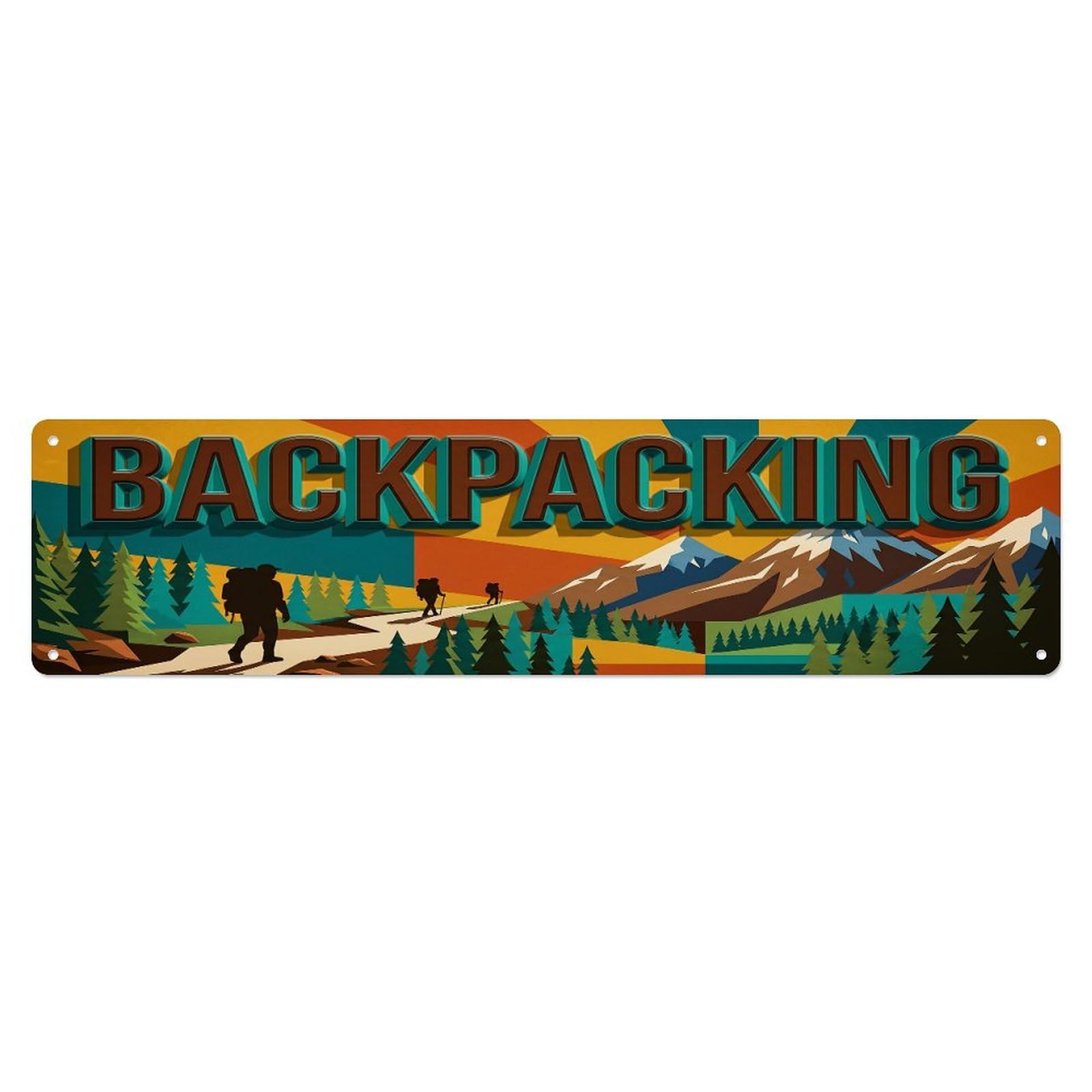 Olhnbad 4X16inch(10X40cm) Vintage Backpacking Outdoor Activity Sports Metal Tin Sign