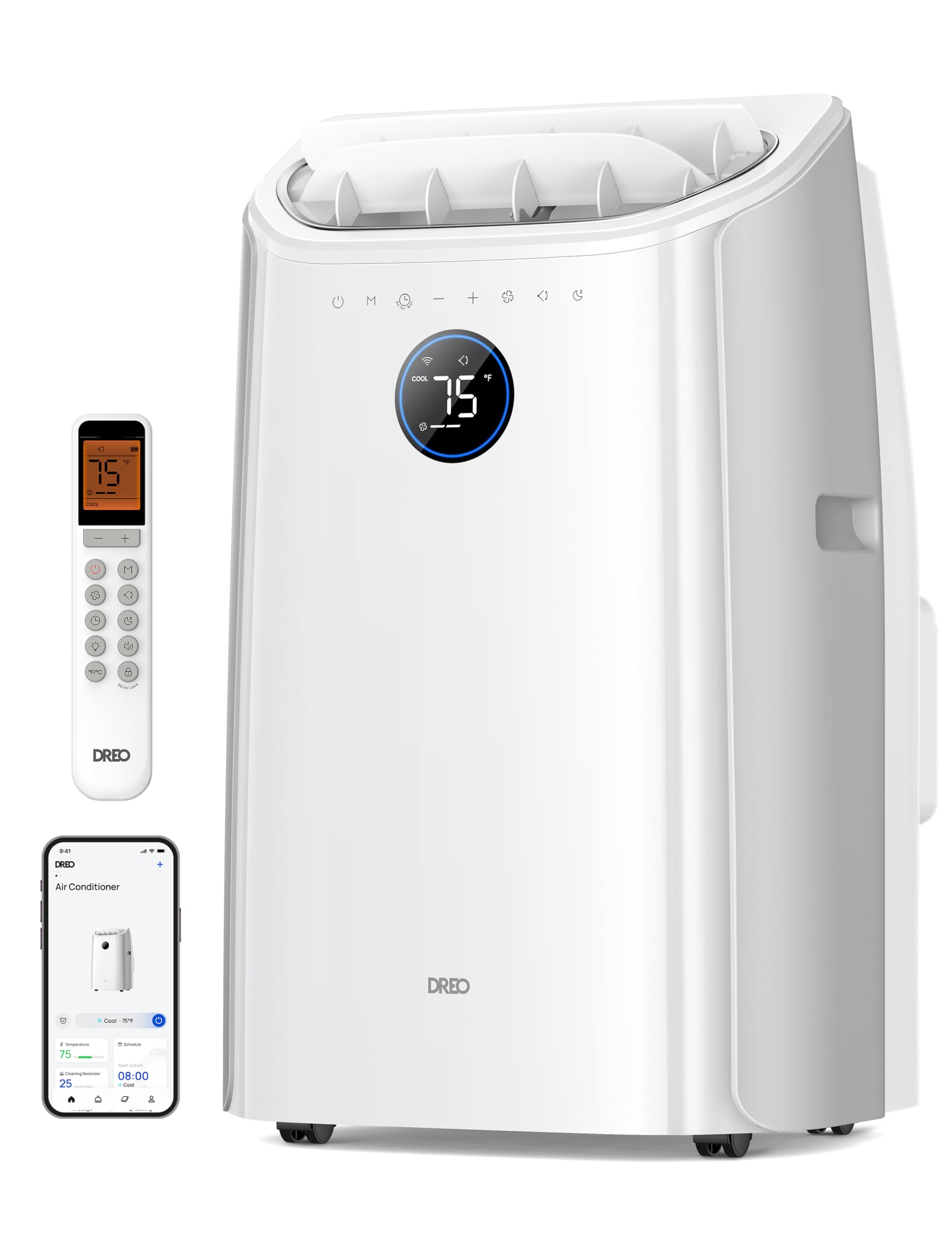 Dreo Portable AC unit 8 000 BTU DOE 12000 BTU ASHRAE Standing Air Conditioner 3-in-1 with Fan Dehumidifier