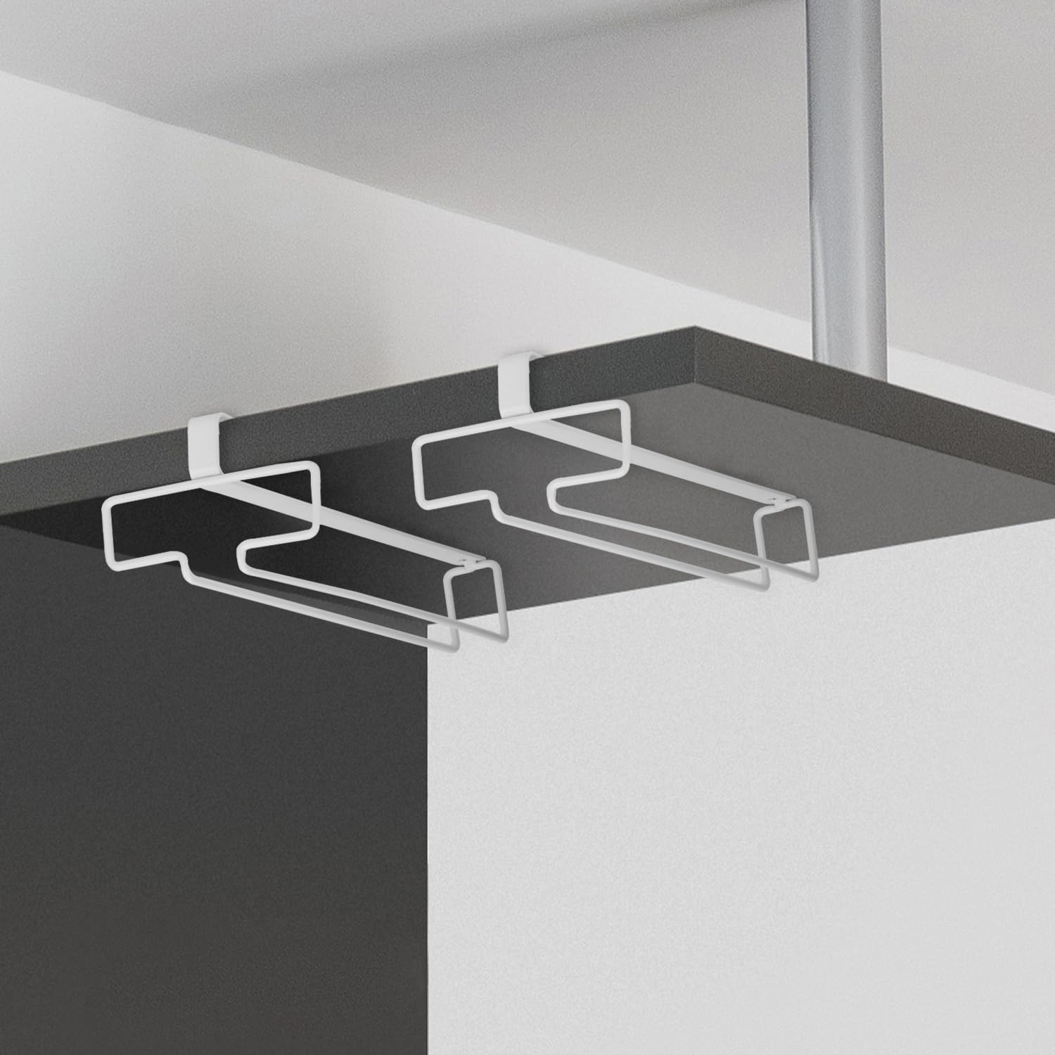 QWORK® 2pcs perchero para copas de vino, soporte para copa de vino, para colgar copas en la cocina, el bar o el comedor, blanco