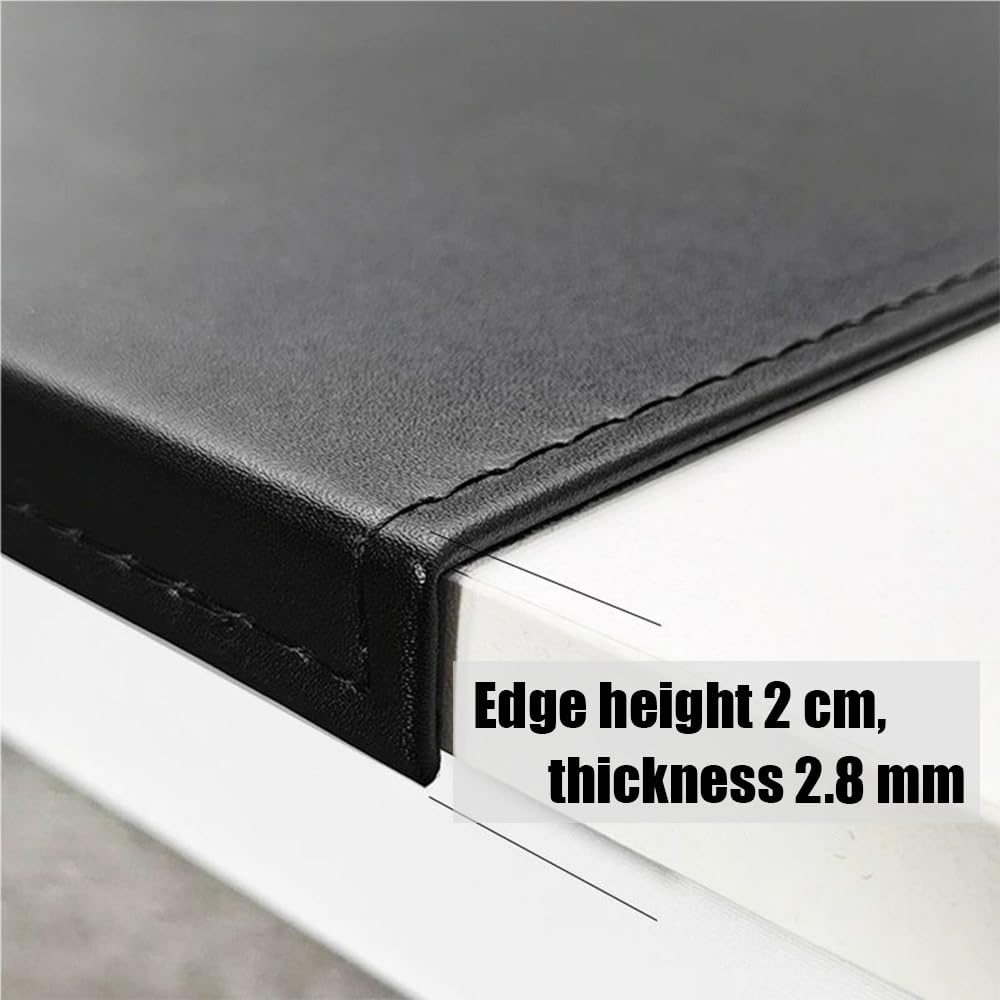 Sous Main Bureau Cuir,Coutures Faites à La Main Durables,Fond Antidérapant,Tapis De Table Résistant Avec Protège-Bord,Adapté Pour Le Bureau/La Maison/Les Étudiants,Tapis de bureau noir (80 * 40CM)