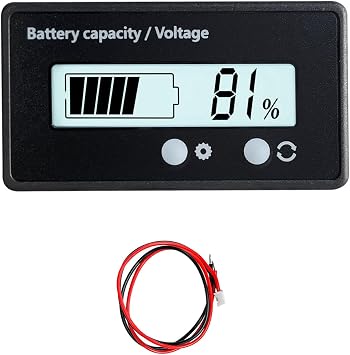 Dickno 12V 24V 36V 48V 60V 72V 84V Golf Cart Battery Meter, Battery Capacity Indicator with LCD Display Backlight, Waterproof Monitor Gauge Digital Voltmeter Tester for Car Golf Cart White