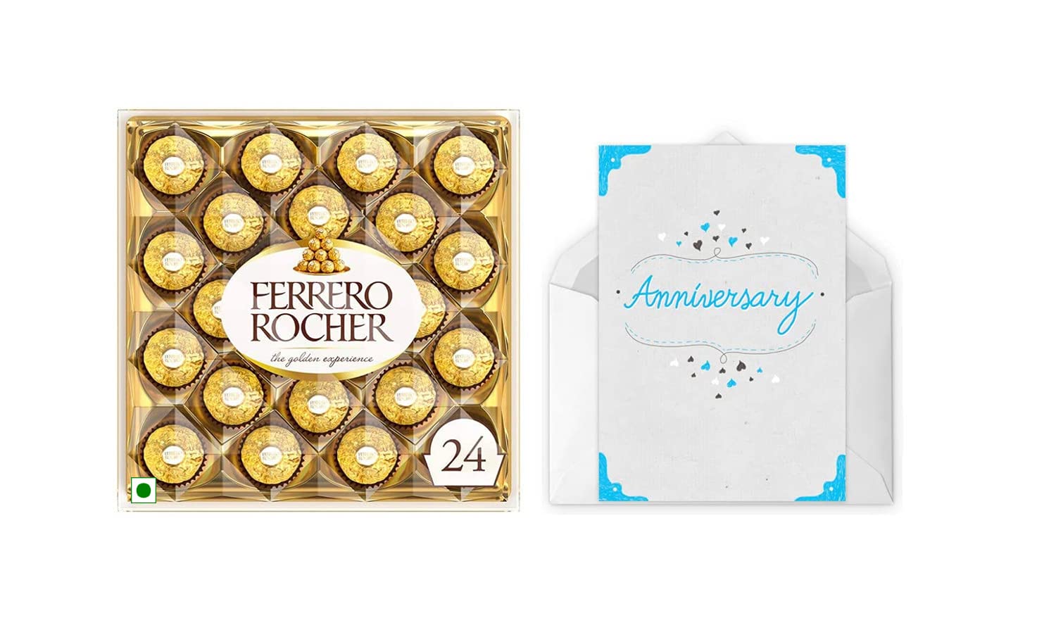Vending India X Ferrero Rocher Anniversary Gift Combo - Ferrero Rocher T24 with a Personalised / Customised Greeting Card - Happy Anniversary To Couple (On Your Special Day)