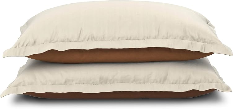 Pillow Sham Set + Cooling/Rayon Made from Bamboo, Queen, Ivory/Clay