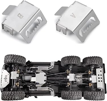 RCLions 2pcs Stainless Steel Front/Rear Axle Protection Plate Skid Plate for TRX4 TRX6 Upgrades Accessories 1/10th RC Crawler Car