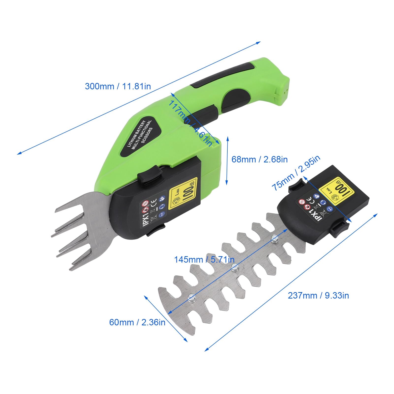 Fdit Cisaille à Gazon et Taille-haie sans Fil à Double Action pour Une Efficace dans Le Jardin avec Poignée Ergonomique pour Une Prise en Main et Un Contrôle Confortables, Matériau en Acier allié