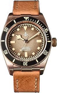 Hruodland Bronze Automatik Vintage Dress Herrenuhren Saphirglas PT5000 Mov't Mechanische Taucherarmbanduhr Herren (Color 1)
