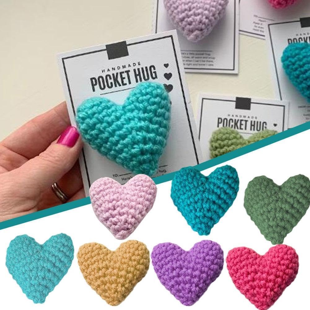 Cuore All'Uncinetto Positivo Con Tasca Porta Emozioni - Portafortuna Fatto A Mano, Regalo Per Amici E Coppie