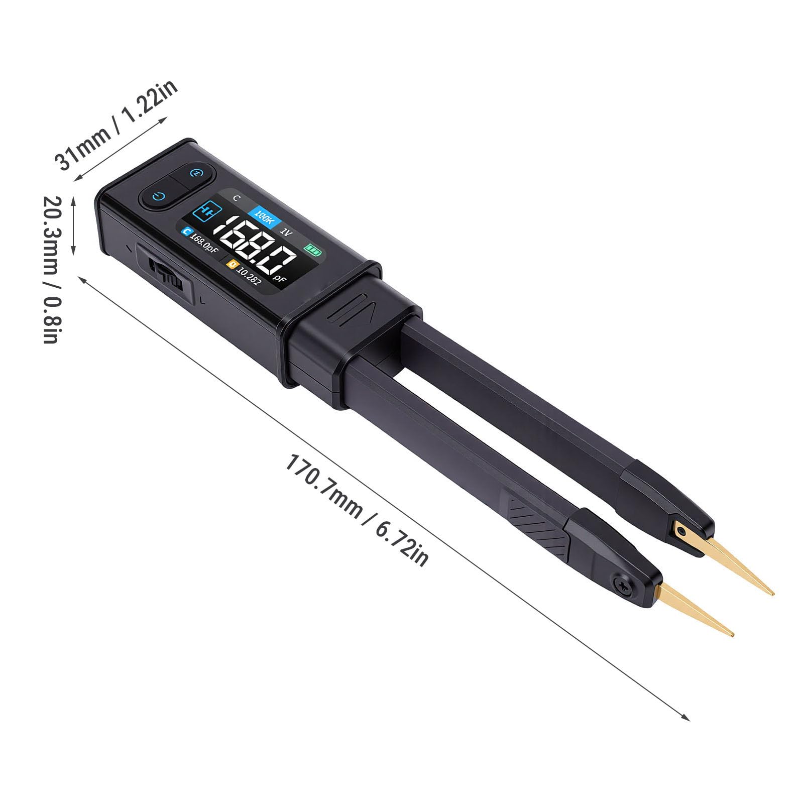 Walfront Medidor de 100 KHz, Probador de Componentes SMD con Precisión de 0.1% y Pantalla de Parámetros Duales para Medición de Capacitancia, Inductancia, Resistencia, Diodo y Voltaje