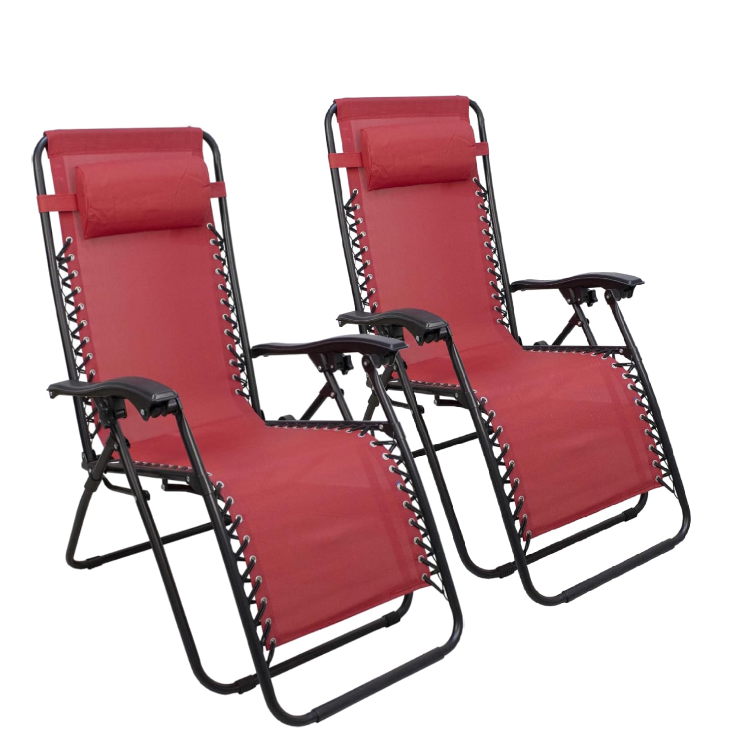 azorex Silla Gravedad Cero Tumbona Plegable Silla reclinable Ajustable Juego de 2uds con reposacabezas para jardín Patio terraza Playa Verano (Rojo)