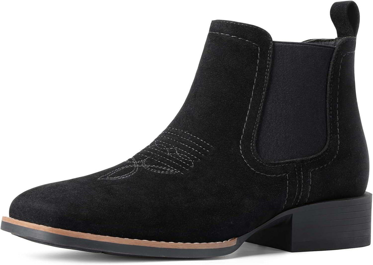 Western Cowboy Boots for Men - Mens Square Toe Chelsea Boots Ankle Cowboy Boots for Men Casual Retro Stylish Boots