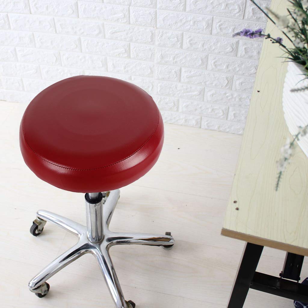 Inzopo Cover for Bar Stool Leather Slipcover Cushion Round Home Decor red wine