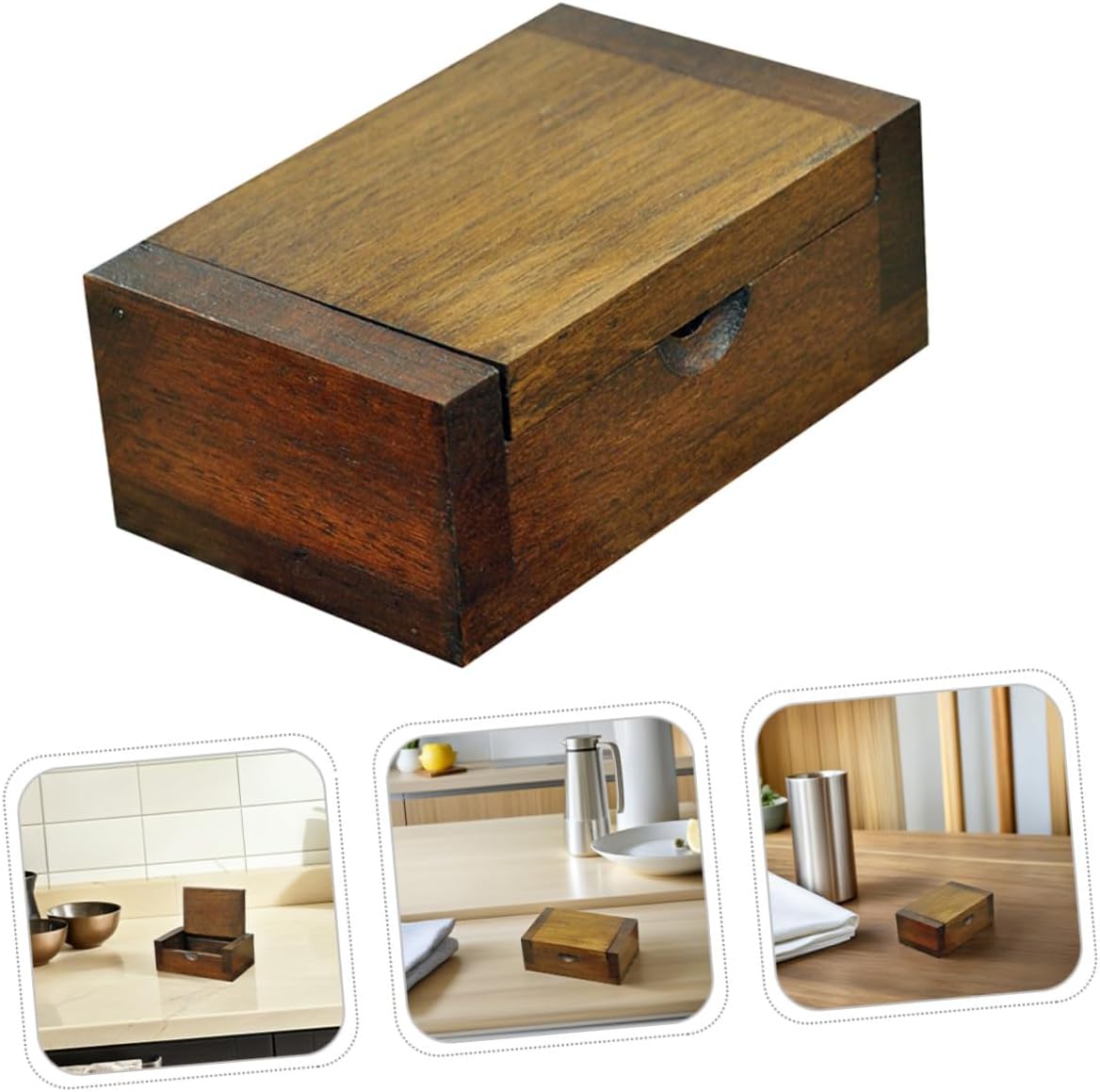 KICHOUSE Portable Wooden Toothpick Holder Mini Toothpick Storage Box Pocket Case 2pcs for Home Kitchen Use