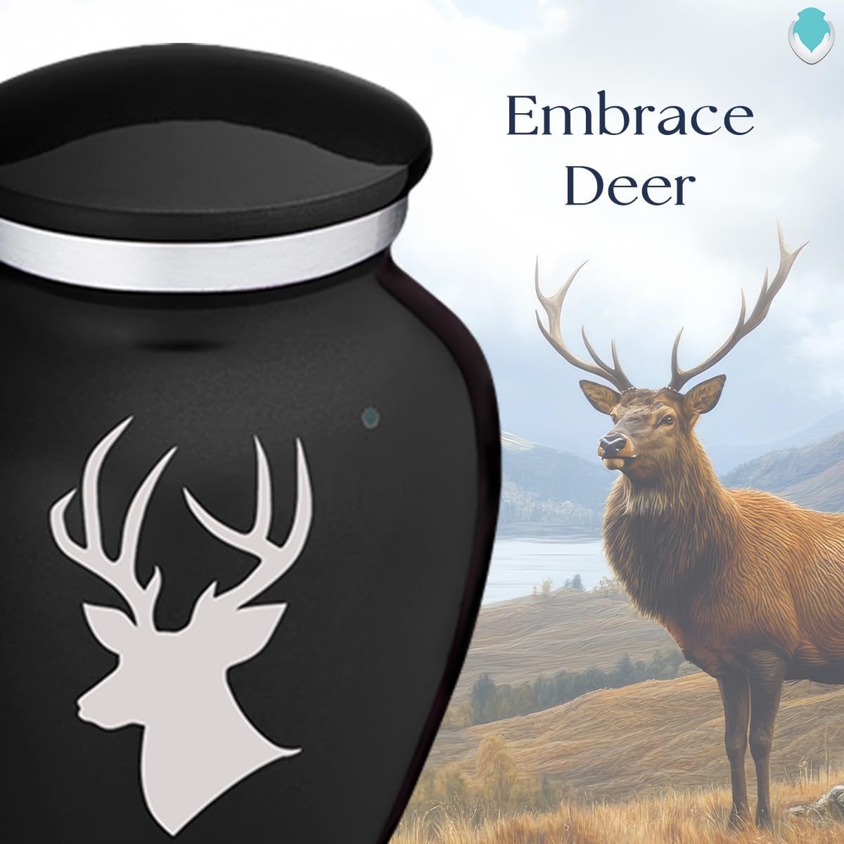 Geturns Embrace Keepsake Deer Cremation Urns for Human Ashes I Black Funeral Urn for Men and Women I 3.5 lbs