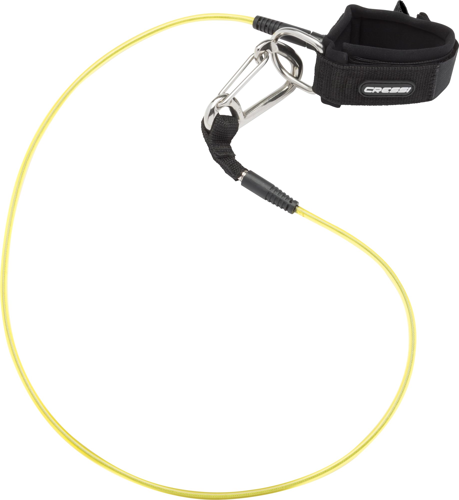 Velcro CRESSI Lanyard Apnea Cavo di Sicurezza con Moschettone in Acciaio Inox e Cinturino in Neoprene per Polso o Caviglia, Accessorio Subacquea per Line Diving e Allenamento