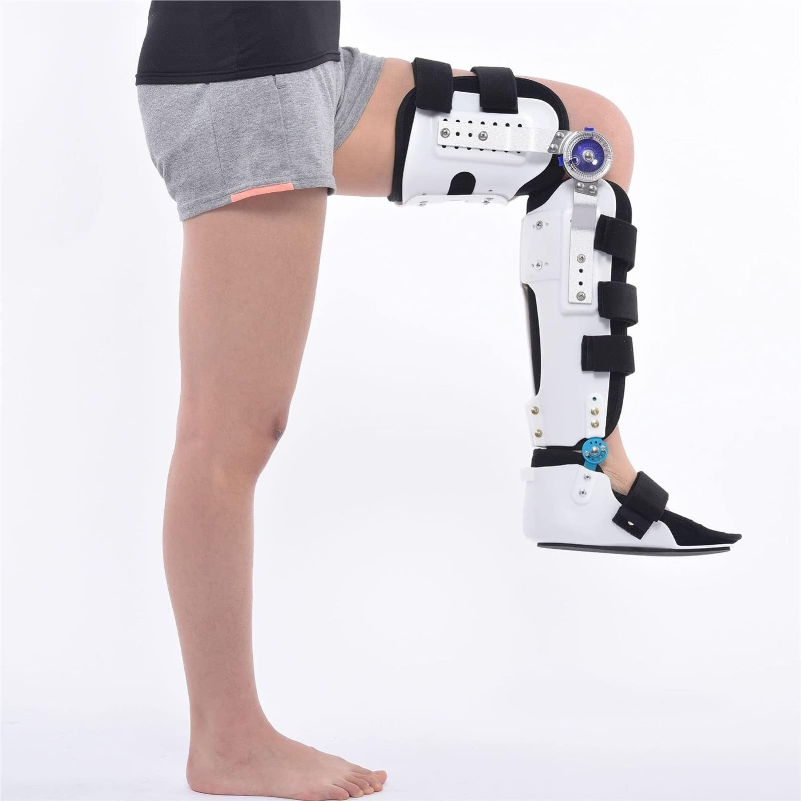Tutore fisso regolabile for articolazione del ginocchio, immobilizzatore di supporto for ginocchio post‑operatorio for gamba intera con blocco di flessione/estensione da 0‑120°