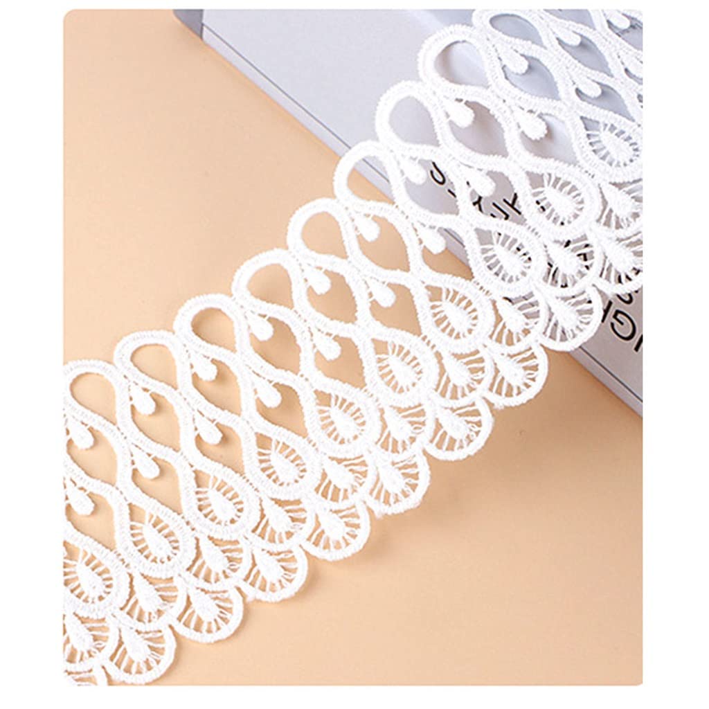 Générique Garnitures de Ruban de Dentelle de Fleurs brodées pour Passementerie de Rideau de canapé Costumes de Robe Accessoires de Mariage appliqués (Couleur : Blanc, Taille : 6 cm) (Blanc 6 cm)