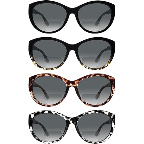 4 Pack Bifocal Reading Sunglasses for Women Men | UV Protection Sunglasses