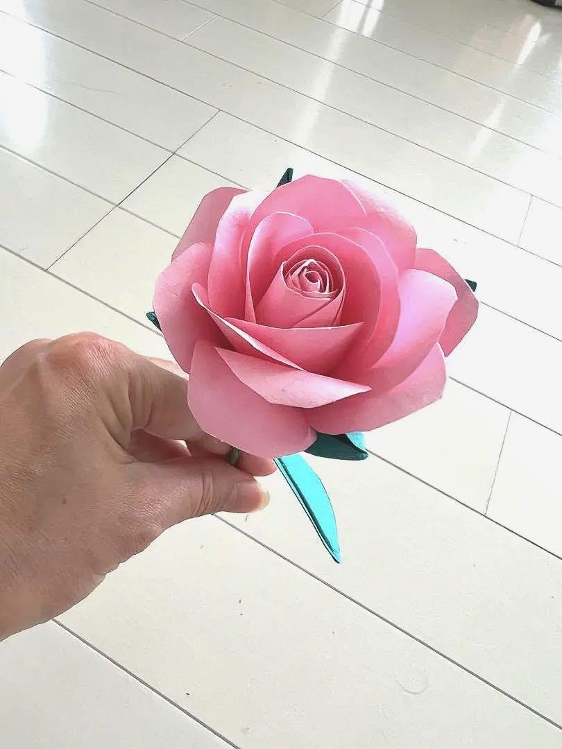 Amazon | ペーパークラフト バラ 薔薇 10本 ピンク 壁面飾り 折り紙