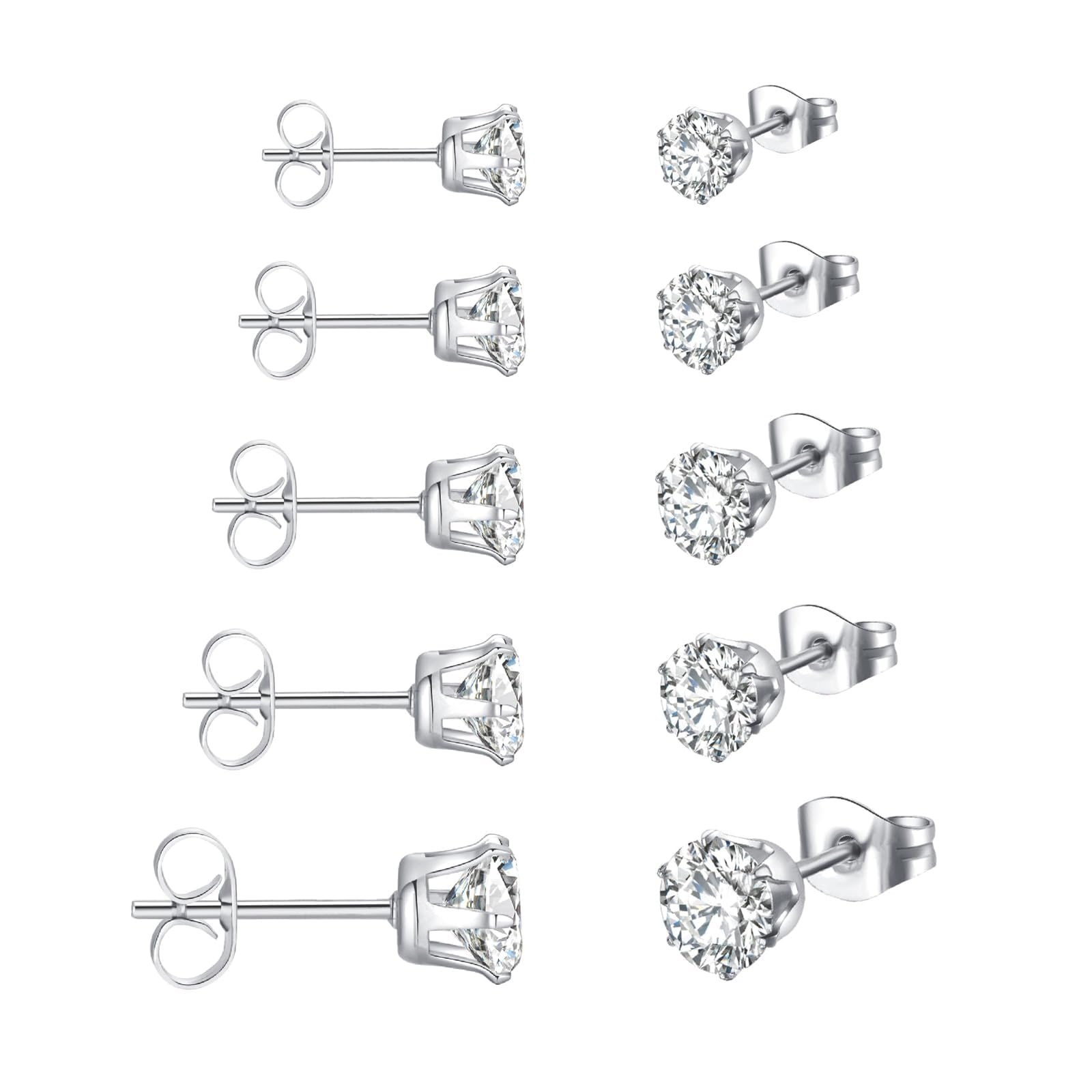 Orecchini Donna Argento 925 Orecchini Brillantini Punto Luce,5 Paia Orecchini Aanallergici Donna Set Orecchini Donna Argento per le Donne Ragazze
